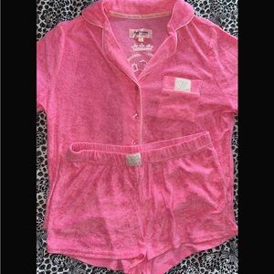 Juicy Couture Bright Pink Terry Short Pajama Set